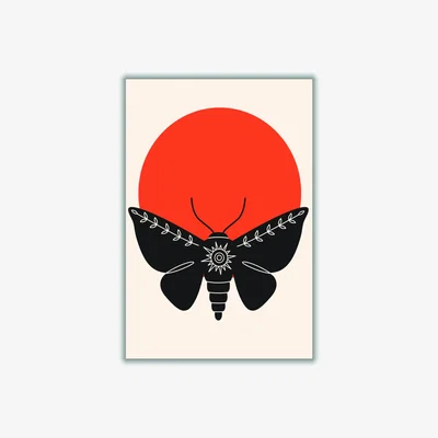 Wolf & Badger Yellow / Orange Sunshine Moth Extra Small Stanley Print House