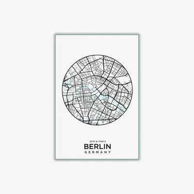 Wolf & Badger Black Map Of Berlin A1 594 X 841Mm Stanley Print House