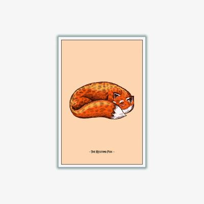 Wolf & Badger Yellow / Orange The Resting Fox A2 420 X 594Mm Stanley Print House
