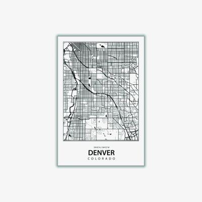 Wolf & Badger Black Map Of Denver Colorado Small Stanley Print House