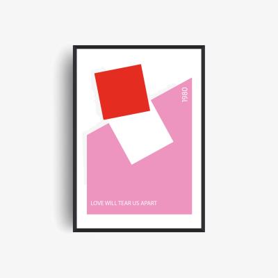 Wolf & Badger Red / Pink / Purple Love Will Tear Us Apart Song Lyric Retro Art Print Pink & Red | A4 | 210 X 297Mm | Fanclub