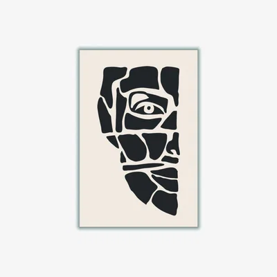 Wolf & Badger Black Abstract Face Series #3 Extra Small Stanley Print House