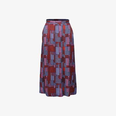 Wolf & Badger Women's Graphic Print Trapeze Midi Skirt | Medium | Smart and Joy