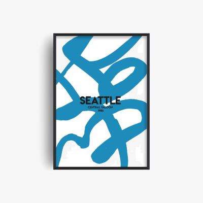 Wolf & Badger Blue Exclusive Seattle Abstract Giclée Art Print A2 | A2 | 420 X 594Mm | Fanclub