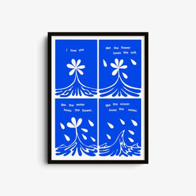 Wolf & Badger Blue Love You - Giclee Fine Art Print - Small | 12 X 16" | East Side Studio London