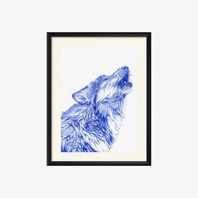 Wolf & Badger Blue Wolf Art Print Claudine O'sullivan Illustration & Design