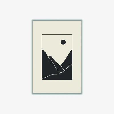 Wolf & Badger Black Minimal Mountains - 2 A4 210 X 297Mm Stanley Print House