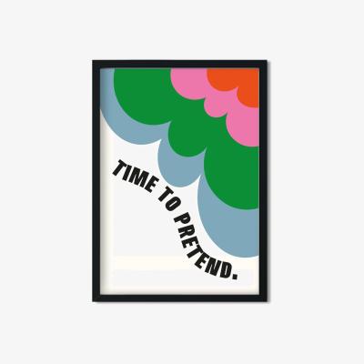Wolf & Badger Pink / Purple / Green Time To Pretend Retro Giclée Art Print A3 297 X 420Mm Fanclub