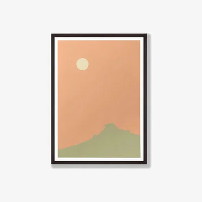 Wolf & Badger Neutrals Icon Tor Dartmoor Giclée Fine Art Print - Peachy - A3 | A3 | 297 X 420Mm | Dewerstone