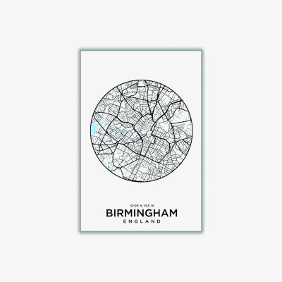 Wolf & Badger Black Map Of Birmingham Medium Stanley Print House