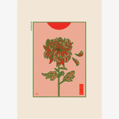 Wolf & Badger Lucky Chrysanthemum Print A4 210 X 297Mm Niconico