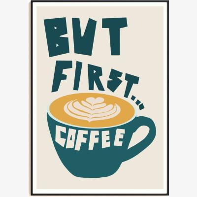 Wolf & Badger But First. Coffee Art Print - A2 Natalie Cass Art