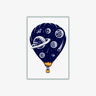 Wolf & Badger Yellow / Orange Hot Air Baloon Universe A1 594 X 841Mm Stanley Print House