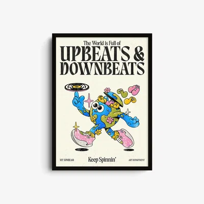 Wolf & Badger Blue Upbeats & Downbeats - Giclee Fine Art Print - Extra Small | A4 | 210 X 297Mm | East Side Studio London
