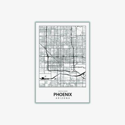 Wolf & Badger Black Map Of Phoenix A2 420 X 594Mm Stanley Print House