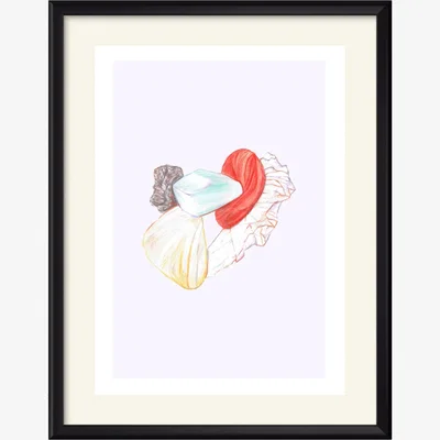Wolf & Badger Neutrals Limited Edition Crystals Print Claudine O'sullivan Illustration & Design