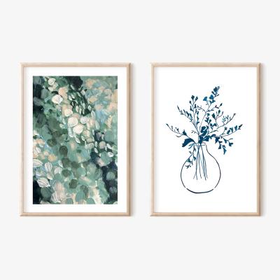 Wolf & Badger Green / Neutrals Summertime Blooms And Whimsical Greenery - Print Pair A3 297 X 420Mm Emily M Art & Design