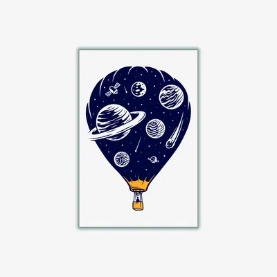 Wolf & Badger Yellow / Orange Hot Air Baloon Universe Extra Small Stanley Print House