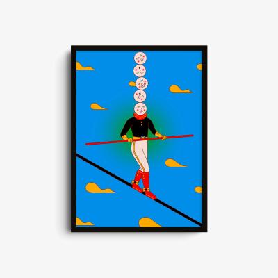 Wolf & Badger Blue Overthinking - Giclee Fine Art Print - Small | A3 | 297 X 420Mm | East Side Studio London