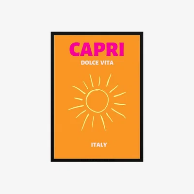 Wolf & Badger Yellow / Orange Capri Dolce Vita Poster | Artchi