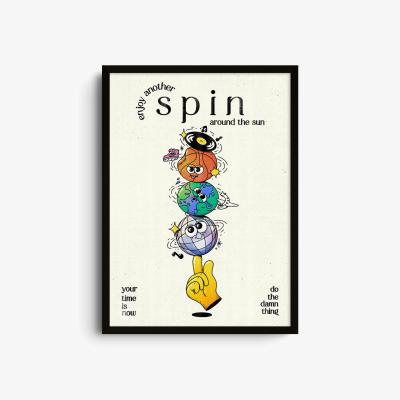 Wolf & Badger Yellow / Orange / Neutrals Spin Around The Sun - Giclee Fine Art Print - Small | A3 | 297 X 420Mm | East Side Studio London