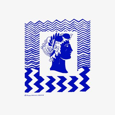 Wolf & Badger White / Blue Greek Islands Travel Art Print - Blue, White Awol