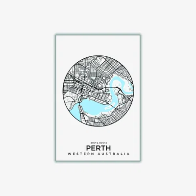 Wolf & Badger Blue Map Of Perth Large Stanley Print House