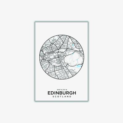 Wolf & Badger Black Map Of Edinburgh A2 420 X 594Mm Stanley Print House