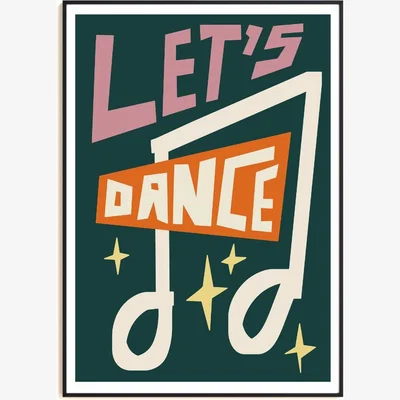 Wolf & Badger Green Lets Dance Art Print - A3 Natalie Cass Art