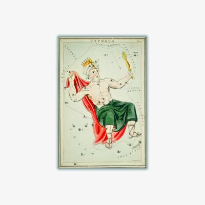 Wolf & Badger Green Astronomical Chart Illustration Of The Cepheus A3 297 X 420Mm Stanley Print House
