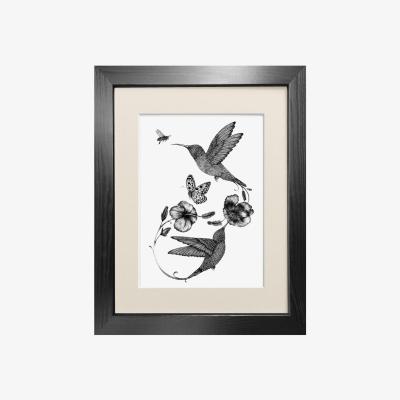 Wolf & Badger Black 'Hummingbird & Hibiscus' - Fine Art Print Emily Carter
