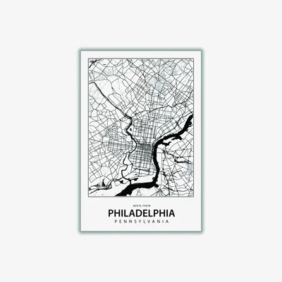Wolf & Badger Black Map Of Philidelphia A4 210 X 297Mm Stanley Print House