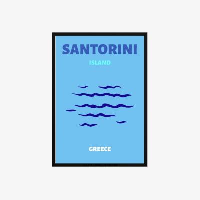 Wolf & Badger Blue Santorini Island Waves Poster | Artchi
