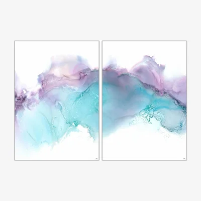 Wolf & Badger Blue / Pink / Purple Restore - A3 Fine Art Print Pair | A3 | 297 X 420Mm | Art by Affie