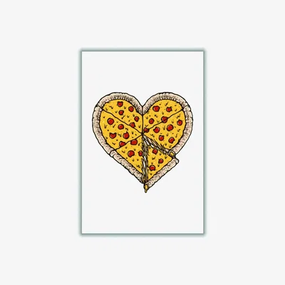 Wolf & Badger Yellow / Orange I Love Pizza A2 420 X 594Mm Stanley Print House