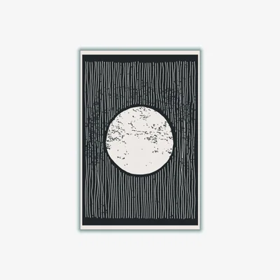 Wolf & Badger Black Minimal Moon A1 594 X 841Mm Stanley Print House