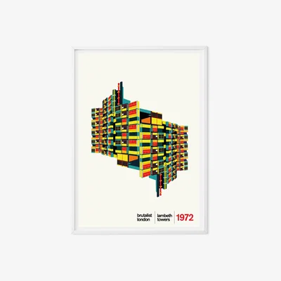 Wolf & Badger Lambeth Towers London Illustrated Art Print A3 297 X 420Mm Eye for London Prints