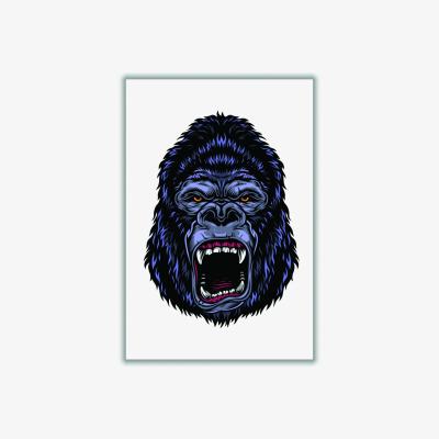Wolf & Badger Pink / Purple Gorilla Illustration A2 420 X 594Mm Stanley Print House