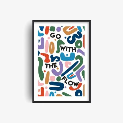 Wolf & Badger Go With The Flow Retro Abstract Art Print | A4 | 210 X 297Mm | Fanclub