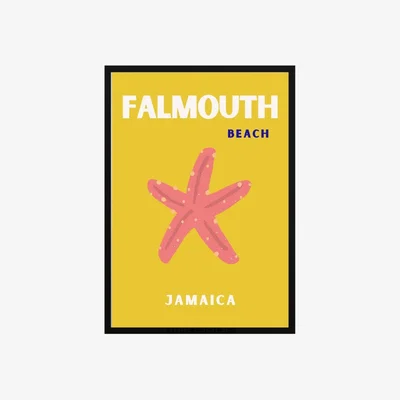 Wolf & Badger Yellow / Orange Falmouth Beach Starfish Poster | Artchi