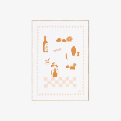 Wolf & Badger Neutrals Camellia Pickle Margs Art Print Tan And Pink A3 297 X 420Mm