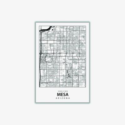 Wolf & Badger Black Map Of Mesa Arizona Medium Stanley Print House