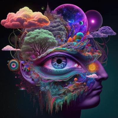Wolf & Badger Trippy Face A3 297 X 420Mm Artchi