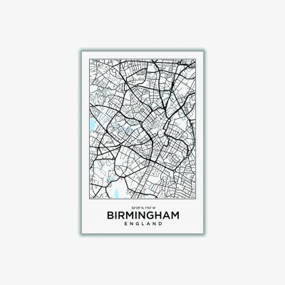 Wolf & Badger Black Map Of Birmingham England Extra Large Stanley Print House