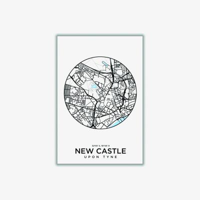 Wolf & Badger Black Map Of New Castle A1 594 X 841Mm Stanley Print House
