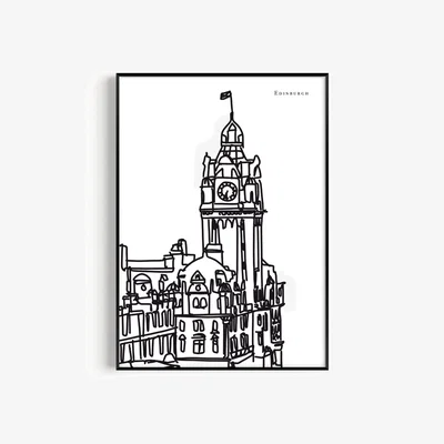 Wolf & Badger Black / White Edinburgh Art Print - A3 | A3 | 297 X 420Mm | Natalie Cass Art