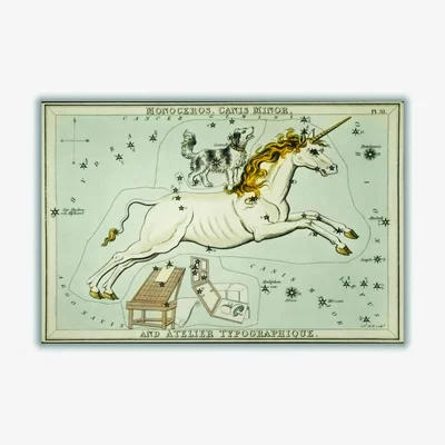Wolf & Badger Neutrals Astronomical Chart Illustration Of The Monoceros, Canis Minor And The Atelier Typographique A2 420 X 594Mm Stanley Print House