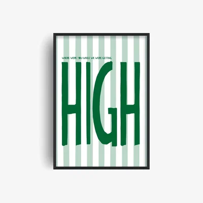 Wolf & Badger Green Getting High Oasis Retro Music Giclée Art Print A3 | A3 | 297 X 420Mm | Fanclub