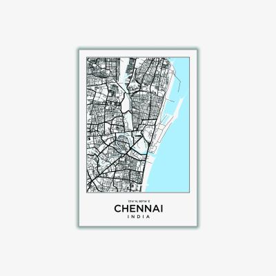 Wolf & Badger Blue Map Of Chennai India Extra Small Stanley Print House