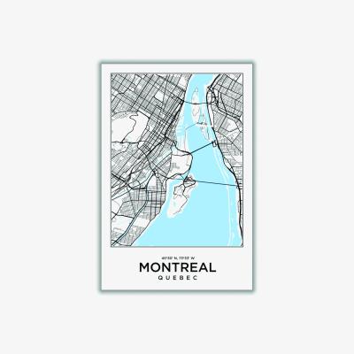 Wolf & Badger Blue Map Of Montreal Quebec Xxs Stanley Print House